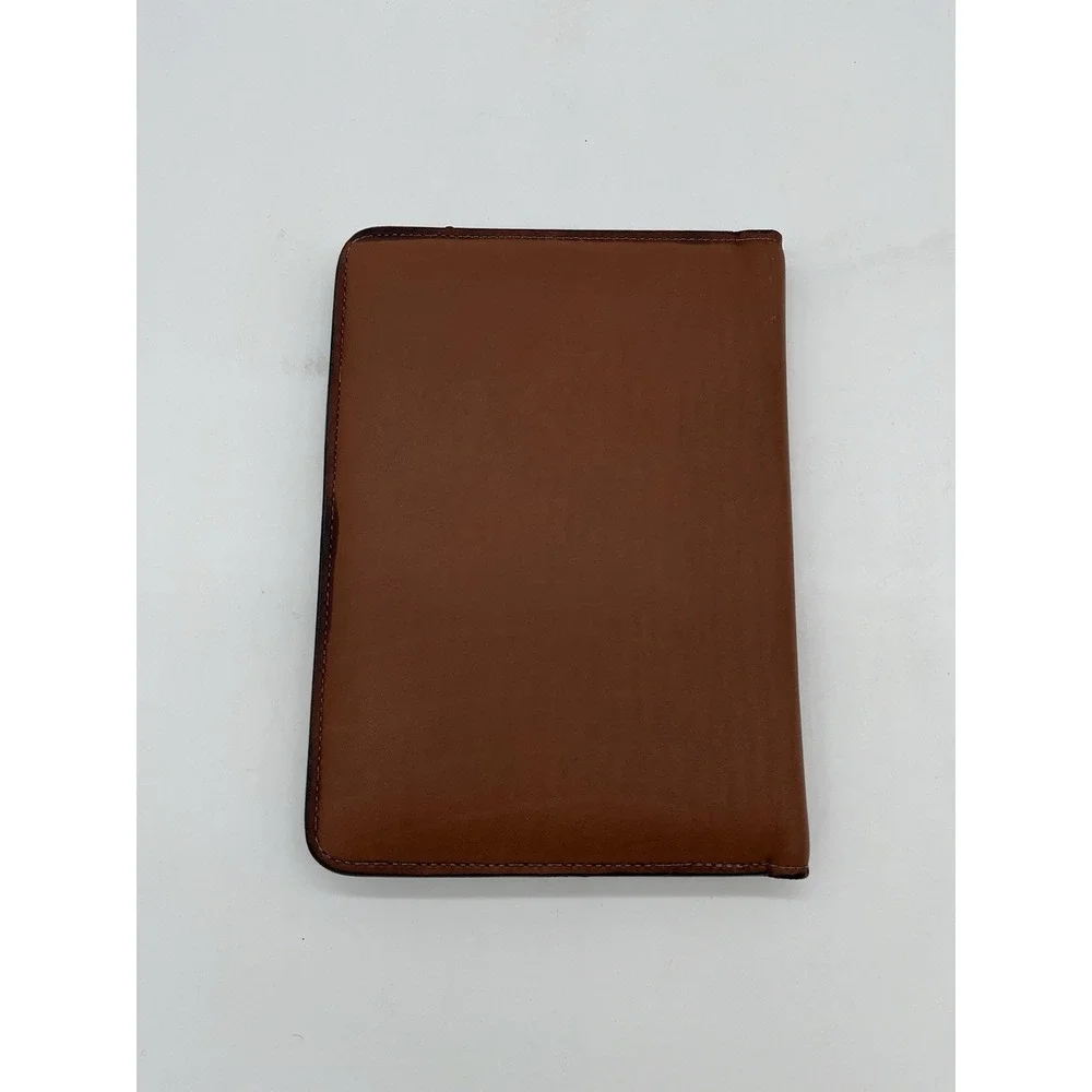 Paolo TAN BROWN REAL LEATHER ATTACHE PAPER HOLDER Used VTG 10x12.5